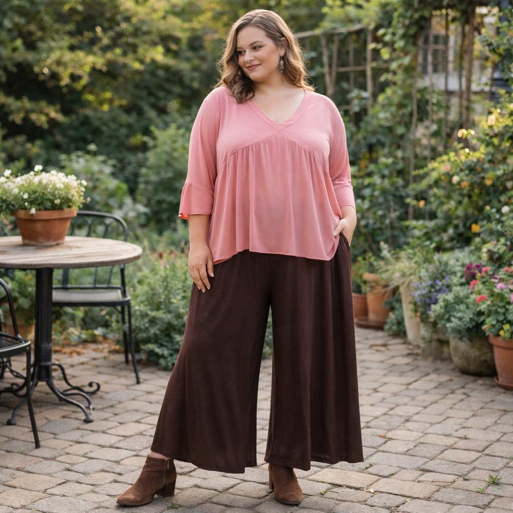 Carolyn Strauss Brown Wide-Leg Pants